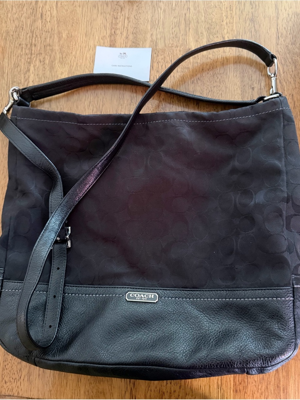 COACH Black Signature Canvas & Leather Shoulder and Crossbody Bag